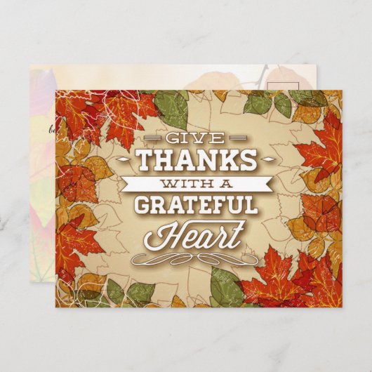 Carte Postale Bon thanksgiving Automne Automne Salutations (Devant / Derrière)