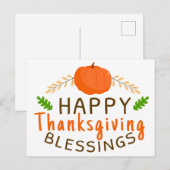 Carte Postale Bon thanksgiving Béni Gratuit Action D'Ami (Devant / Derrière)