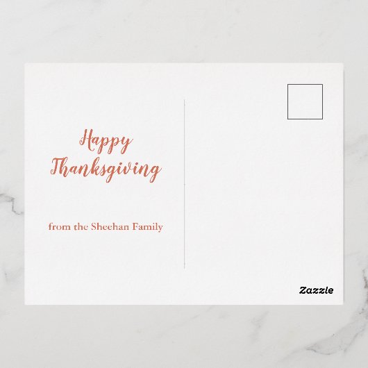 Carte postale bon thanksgiving, Carte Thanksgiving (Verso)