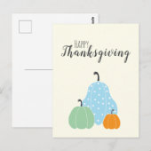 Carte Postale Bon thanksgiving Citrouille Vert Bleu orange (Devant / Derrière)