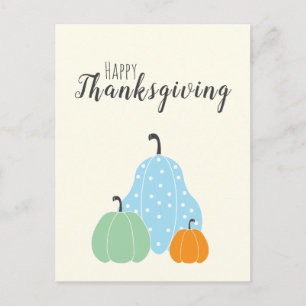 Carte Postale Bon thanksgiving Citrouille Vert Bleu orange