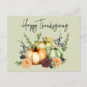 Carte Postale Bon thanksgiving coloré Citrouille aquarelle (Devant)