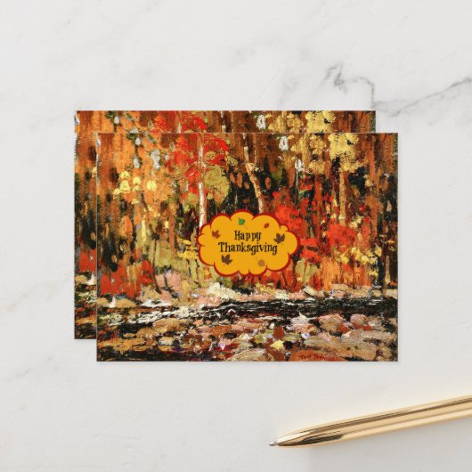 Carte Postale "Bon thanksgiving", couleurs de l'automne, (Devant/Arrière en situation)