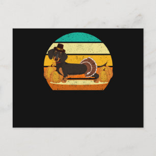 Carte Postale Bon thanksgiving dachshund dinde journée automne f