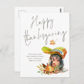 Carte Postale Bon thanksgiving de script de hérisson mignon (Devant / Derrière)