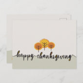 Carte Postale Bon thanksgiving de script minimaliste arbres de c (Devant / Derrière)