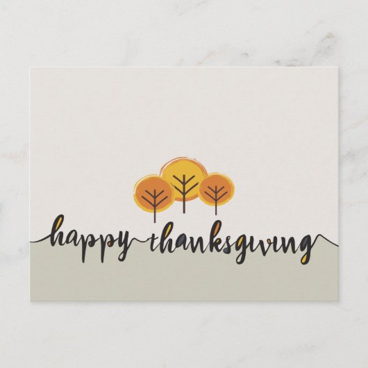 Carte Postale Bon thanksgiving de script minimaliste arbres de c (Devant)