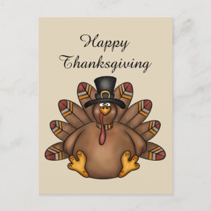 Carte postale bon thanksgiving dinde