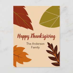Carte Postale Bon thanksgiving Fall Leaves et votre nom