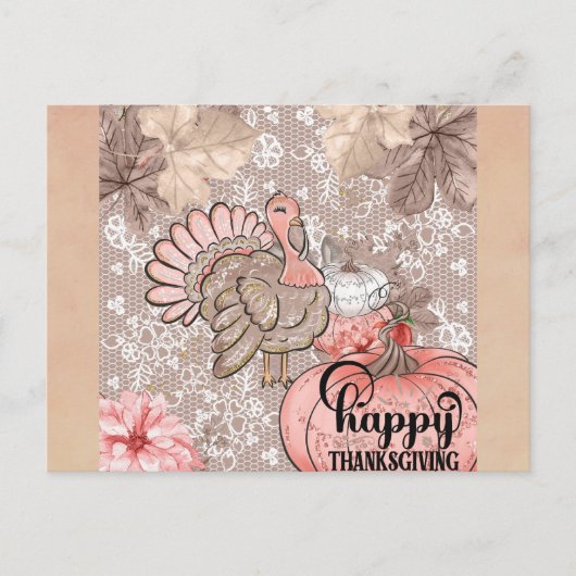 Carte Postale Bon thanksgiving fille mignonne Turquie (Devant)