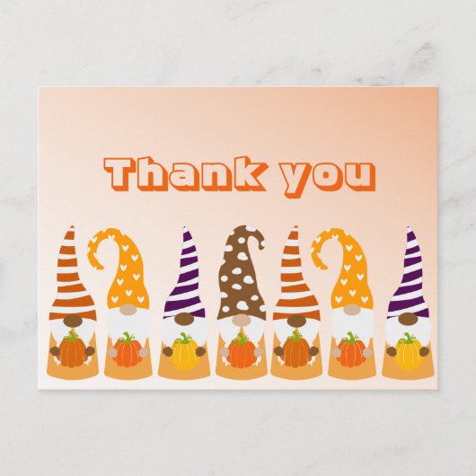 Carte Postale Bon thanksgiving Gnomes Citrouille Tournesol autom (Devant)