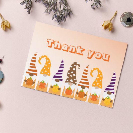 Carte Postale Bon thanksgiving Gnomes Citrouille Tournesol autom