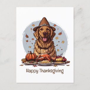 Carte Postale Bon thanksgiving Golden Retriever Chien