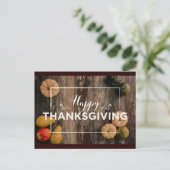 Carte Postale Bon thanksgiving Gourds sur bois rustique (Debout devant)