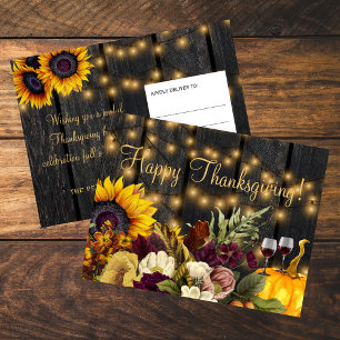 Carte Postale Bon thanksgiving grange bois accueil rustique