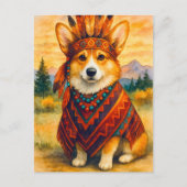 Carte postale Bon thanksgiving indien Corgi (Devant)