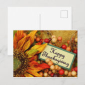 Carte Postale Bon thanksgiving Joli vacances florales (Devant / Derrière)