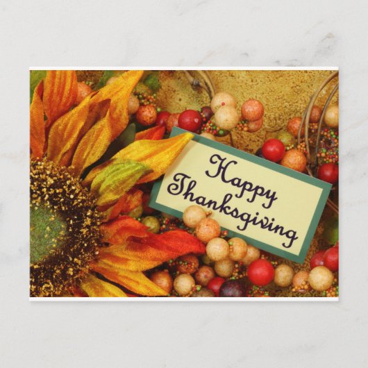 Carte Postale Bon thanksgiving Joli vacances florales (Devant)