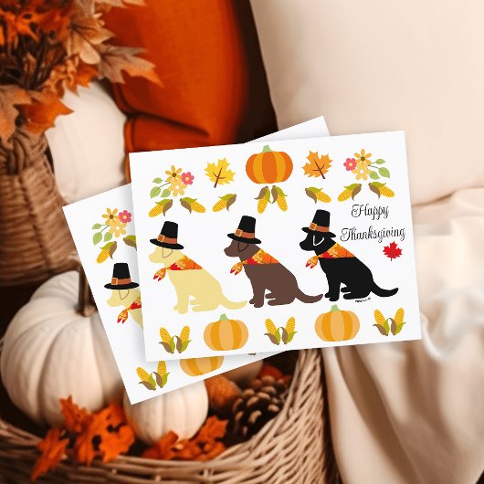 Carte Postale Bon thanksgiving Labrador Silhouette Blanc