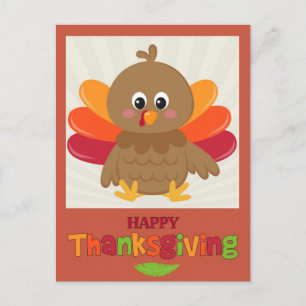 Carte postale bon thanksgiving mignonne Cartoon Tu