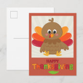 Carte postale bon thanksgiving mignonne Cartoon Tu (Devant / Derrière)