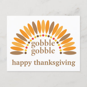Carte Postale Bon thanksgiving mignonne Gobble Dinde Dinde plume
