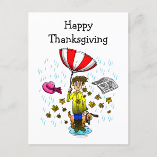 Carte Postale Bon thanksgiving pluvieux et venteux