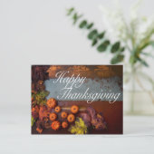 Carte Postale Bon thanksgiving Rustique Automne Feuilles Gourdes (Debout devant)
