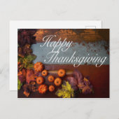 Carte Postale Bon thanksgiving Rustique Automne Feuilles Gourdes (Devant / Derrière)