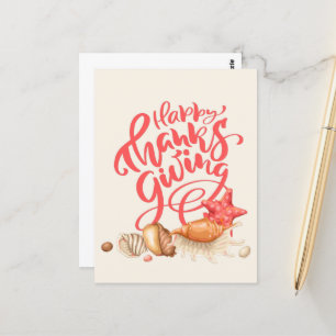 Carte Postale Bon thanksgiving Seashell Starfish Côtier