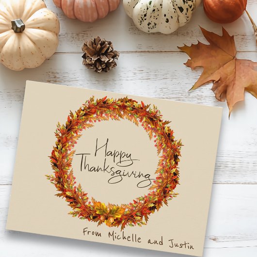 Carte Postale Bon thanksgiving simple feuille d'automne personna