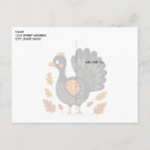 Carte postale Bon thanksgiving Turquie mignonne (Dos)