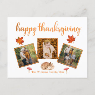 Carte Postale bon thanksgiving vacances 3 photos collage chic