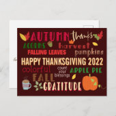Carte Postale Bon thanksgiving WordArt Automne 2022 Brown (Devant / Derrière)