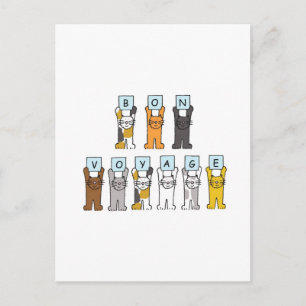 Carte Postale Bon Voyage Cartoon Cats