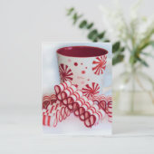 Carte Postale Bonbon à ruban rouge et blanc à la Mug (Debout devant)
