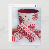 Carte Postale Bonbon à ruban rouge et blanc à la Mug (Devant / Derrière)