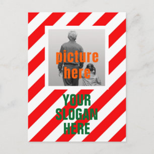 CARTE POSTALE BONBON DE NOËL PERSONNALISÉ ROUGE BLANC