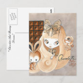Carte Postale Bonbons Au Chocolat Et Lapin Et Fille (Devant / Derrière)