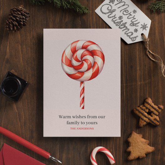 Carte Postale Bonbons de Noël Lolipop Joyeux Noël