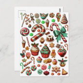 Carte Postale Bonbons et friandises de Noël Clipart (Devant / Derrière)