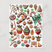 Carte Postale Bonbons et friandises de Noël Clipart (Devant)