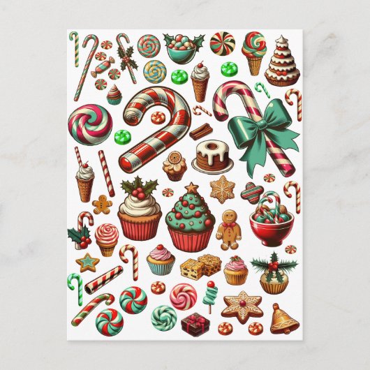 Carte Postale Bonbons et friandises de Noël Clipart (Devant)