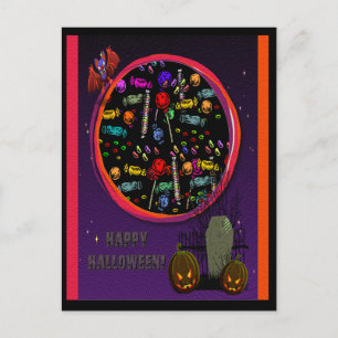Carte Postale Bonbons, pierre tombale et Jack o' Lanterns