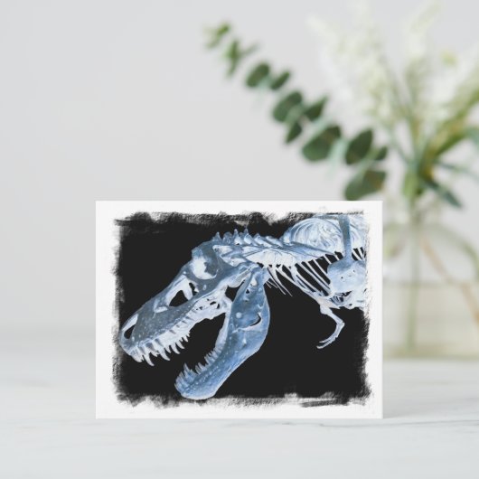 Carte Postale Bones X-Ray bleu et noir T-Rex (Debout devant)