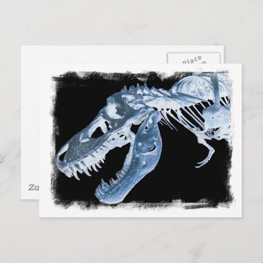 Carte Postale Bones X-Ray bleu et noir T-Rex (Devant / Derrière)