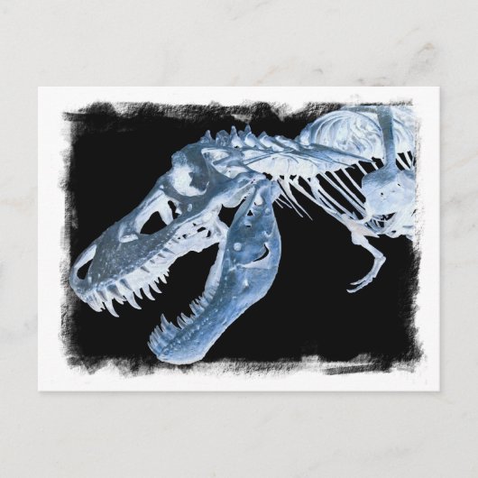 Carte Postale Bones X-Ray bleu et noir T-Rex (Devant)