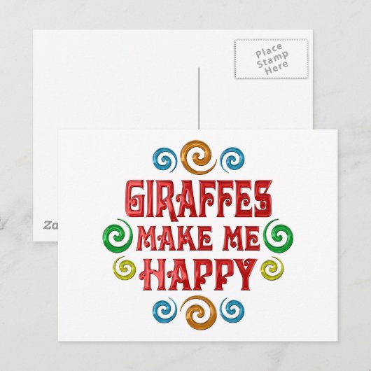 Carte Postale Bonheur de Giraffe (Devant / Derrière)