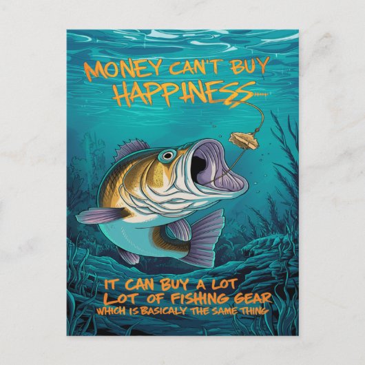 Carte Postale Bonheur de la pêche au bar (Devant)