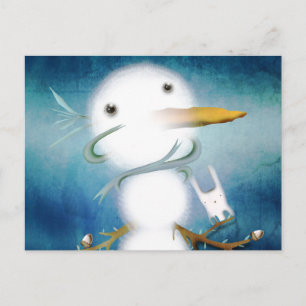 CARTE POSTALE BONHOMME DE NEIGE